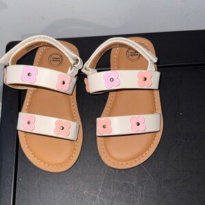 Wonder Nation Cream and Pink Floral Sandals
